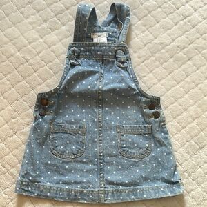 Max studio Blue Polka Dot Denim Overall Dress